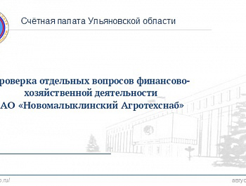 Счётная палата Ульяновской области проверила финансово-хозяйственную деятельность АО «Новомалыклинский Агротехснаб»